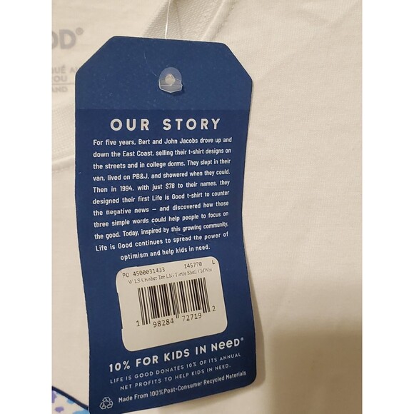 Life Is Good Women's Colorful Turtle Long Sleeve White T-Shirt Size LARGE - NEW - Picture 7 of 7